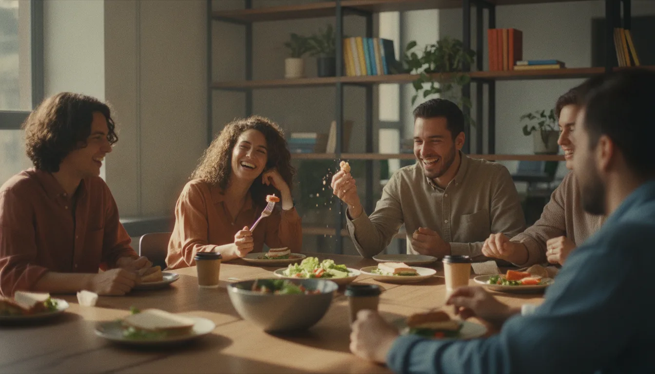 Membros da equipe da CAA Financial colaborando durante o almoço